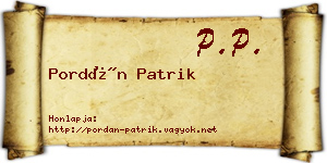 Pordán Patrik névjegykártya